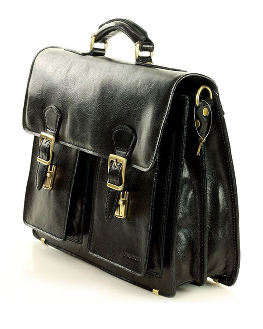 Teczka męska vintage handmade MARCO MAZZINI - skóra naturalna - CIRO Classic czarna