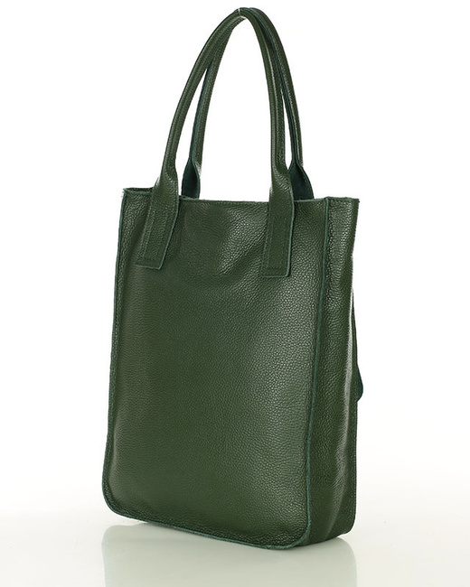Torebka skórzany shopper bag z kieszeniami - MARCO MAZZINI Ravenna ciemny zielony