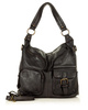 Torebka skórzana na ramię pockets old pelle lavata - MARCO MAZZINI czarna