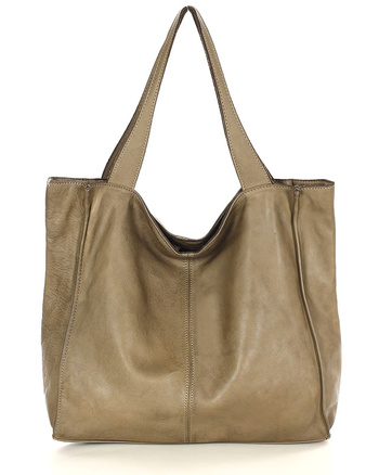 MARCO MAZZINI Torebka miejski shopper bag skóra naturalna handmade beżowa cappuccino