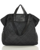 Torba damska pleciona shopper & shoulder leather bag - MARCO MAZZINI czarna