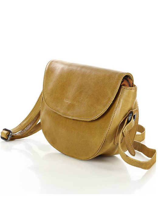 Torebka damska półokrągła listonoszka skórzana MARCO MAZZINI brąz camel