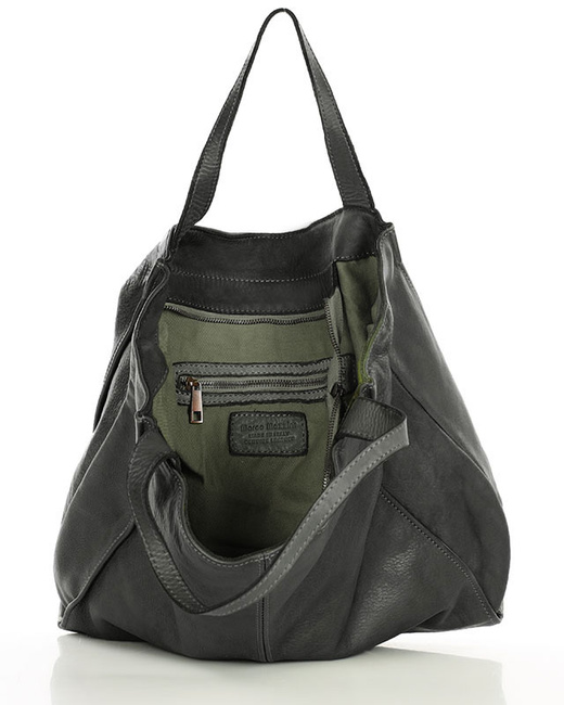 MARCO MAZZINI Torebka miejski shopper bag skóra naturalna handmade czarny