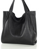 MARCO MAZZINI Torebka miejski shopper bag skóra naturalna handmade czarny