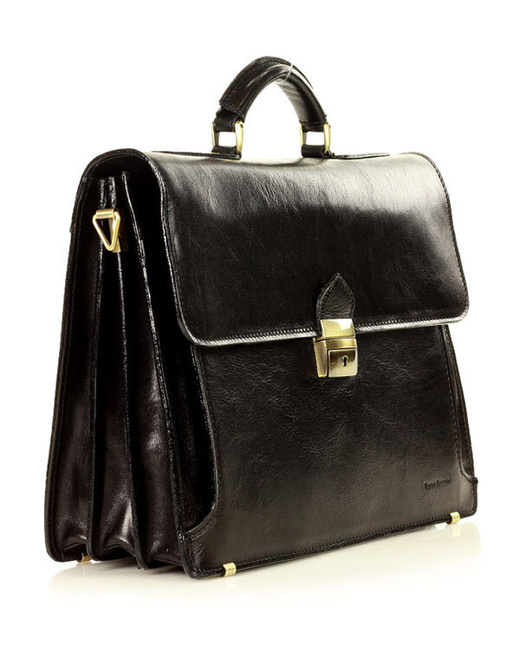 Teczka męska skórzana MARCO MAZZINI handmade - ROBERTO Classic czarna