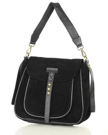 Torebka zamszowa saddle bag skórzana na ramię - MARCO MAZZINI czarna