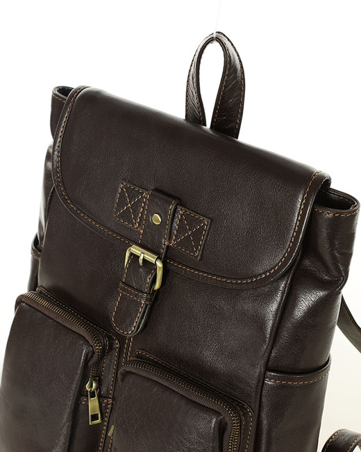 Damski plecak miejski skórzany A4 retro style - MARCO MAZZINI ciemny brąz