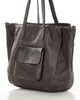 Torebka damska trzykomorowa shopperka skórzana - MARCO MAZZINI ciemny brąz