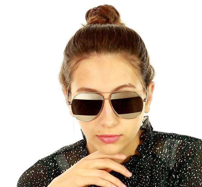 Nowoczesne okulary przeciwsłoneczne pilotki MAZZINI AVIATOR SPLIT srebrny