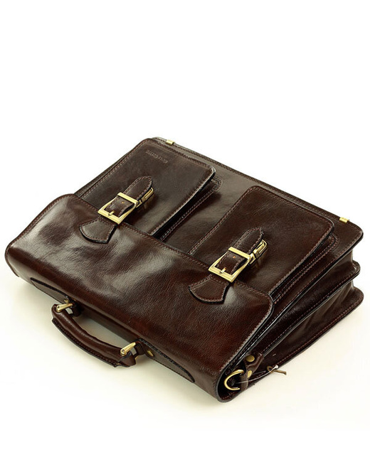 Teczka męska vintage handmade MARCO MAZZINI - skóra naturalna - CIRO Classic ciemny brąz