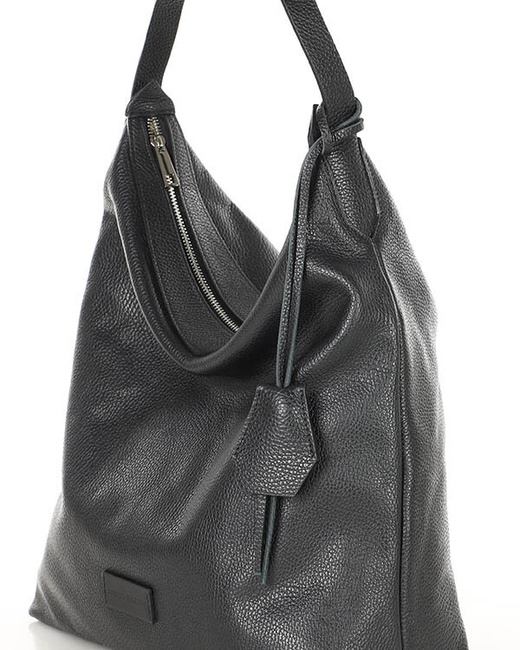 Torebka damska worek hobo bag skóra naturalna - MARCO MAZZINI czarna