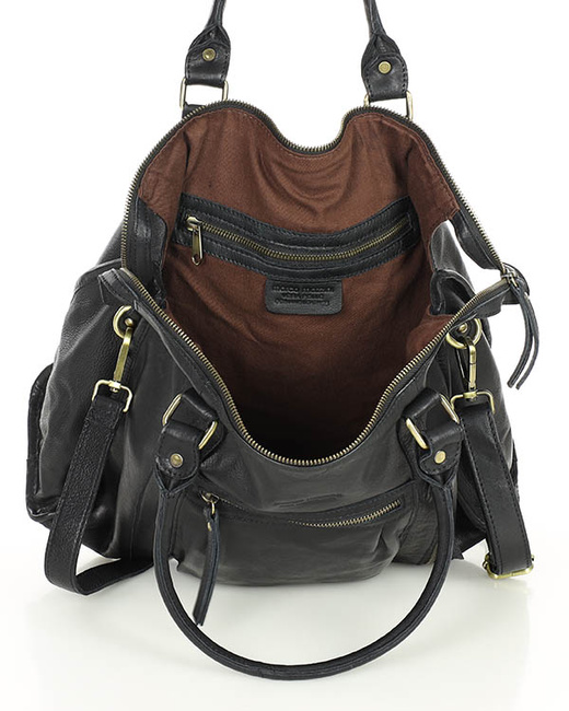 Torebka skórzany kuferek vintage old pelle MARCO MAZZINI czarny