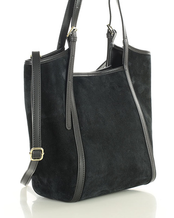 Torebka damska worek hobo bag skóra naturalna - MARCO MAZZINI czarna