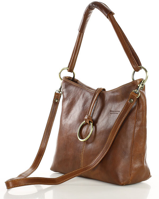 Klasyczna torba skórzana na ramię premium leather - MARCO MAZZINI brązowa