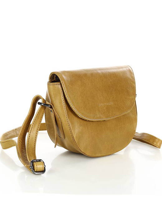 Torebka damska półokrągła listonoszka skórzana MARCO MAZZINI brąz camel