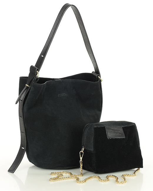 Torebka damska worek hobo bag skóra naturalna - MARCO MAZZINI czarna