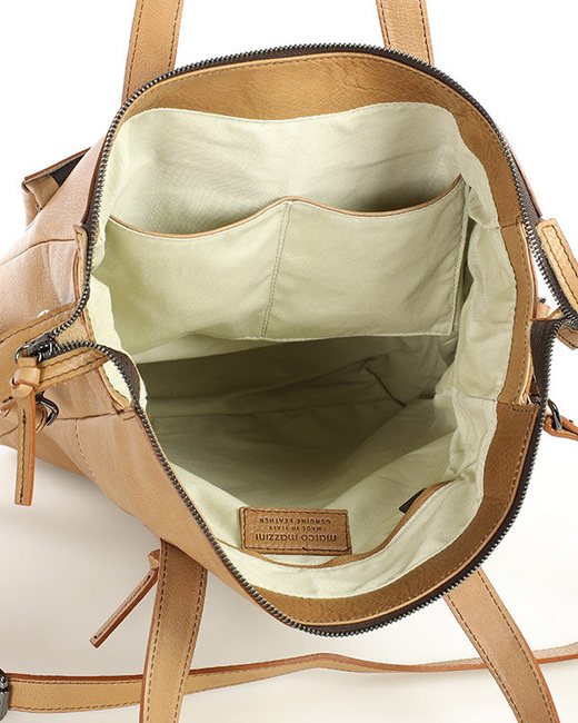 Luksusowa torebka shopperka aktówka skórzana MARCO MAZZINI beżowa