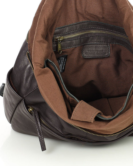 Kultowy plecak damski brązowy skórzany na laptopa - MARCO MAZZINI brąz camel
