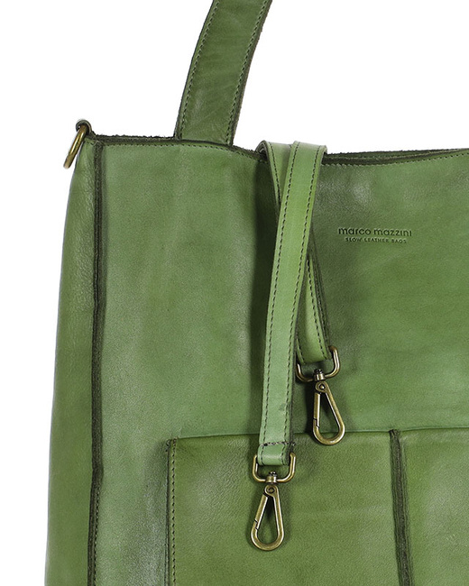 Torebka damska shopper A4 skóra naturalna - MARCO MAZZINI jasna zielona
