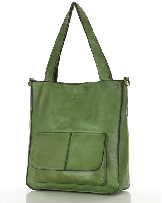 Torebka damska shopper A4 skóra naturalna - MARCO MAZZINI jasna zielona