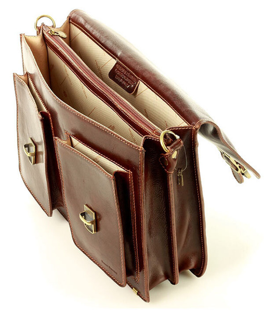 Teczka męska vintage handmade MARCO MAZZINI - skóra naturalna - CIRO Classic brązowa