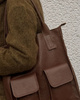 Torebka skórzany shopper bag z kieszeniami - MARCO MAZZINI czekoladowy brąz
