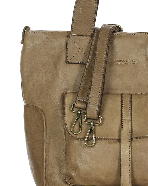 Torebka miejska skórzana w harmonii z naturą - MARCO MAZZINI beżowa