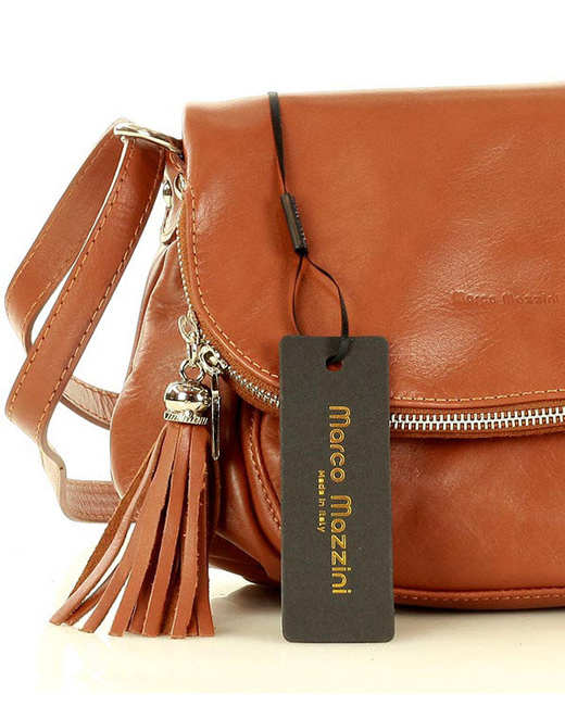 Torba listonoszka damska skórzana - MARCO MAZZINI savage brąz camel