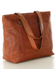 Torebka skórzana shopper damski z przegródkami - MARCO MAZZINI camelowy brąz