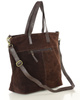 Torebka damska shopper duża zamszowa z kieszonkami – MARCO MAZZINI ciemnobrązowa
