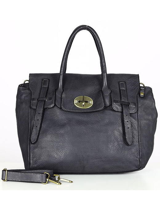 Kultowa torba damska do ręki ze skóry vintage capsule leather bag MARCO MAZZINI czarna