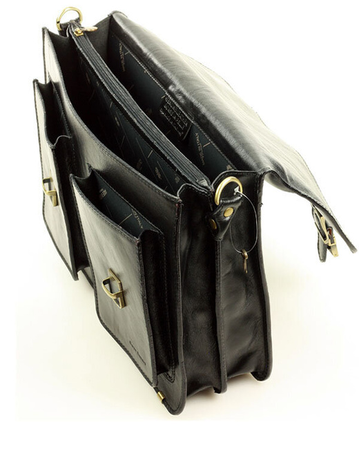 Teczka męska vintage handmade MARCO MAZZINI - skóra naturalna - CIRO Classic czarna