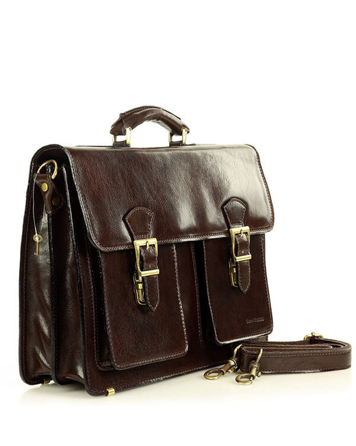 Teczka męska vintage handmade MARCO MAZZINI - skóra naturalna - CIRO Classic ciemny brąz