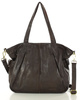 Miękka torebka skórzana shopperka na ramię - MARCO MAZZINI - ciemny brąz