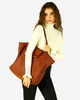 Torba damska pleciona shopper & shoulder leather bag - MARCO MAZZINI brąz karmel