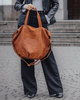 Torba damska skórzana shopper z kieszeniami - It bag MARCO MAZZINI brąz camel