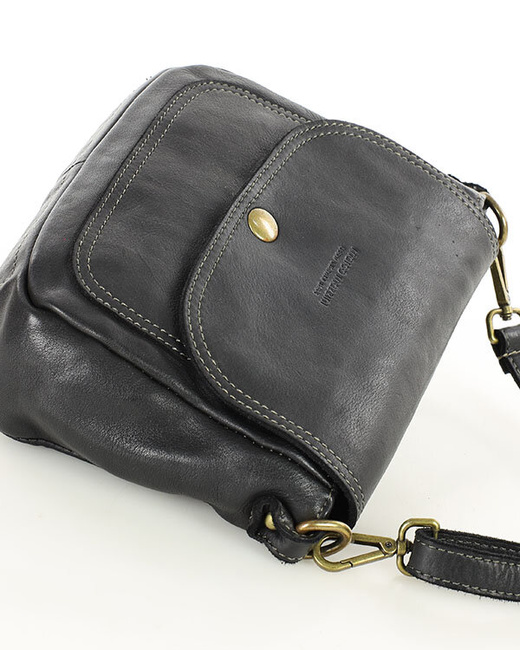 Torebka listonoszka z miękkiej skóry półksiężyc - MARCO MAZZINI czarna