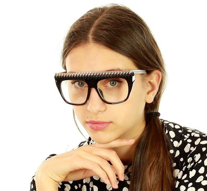 Masywne okulary zerówki MAZZINI NERD GLASSES czarne - złoto