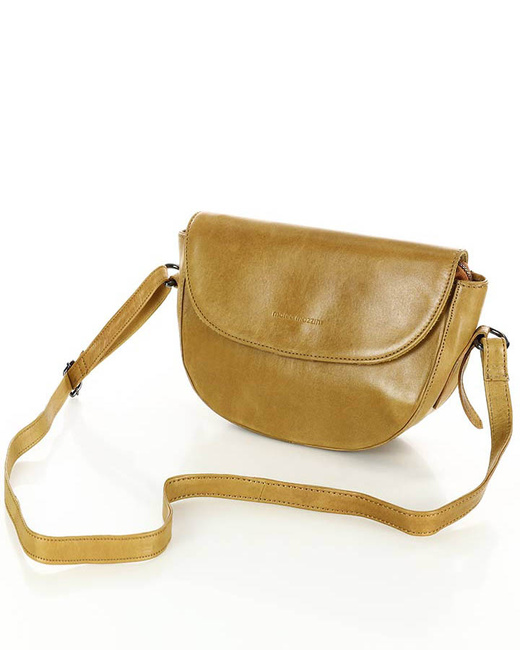 Torebka damska półokrągła listonoszka skórzana MARCO MAZZINI brąz camel