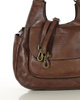 Włoska torebka skórzana z kieszenią z przodu retro bag handmade - MARCO MAZZINI czekoladowy brąz
