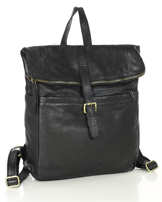 Kultowy plecak damski czarny skórzany na laptopa - MARCO MAZZINI czarny