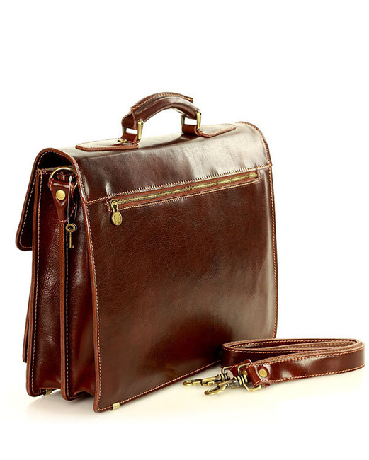 Teczka męska vintage handmade MARCO MAZZINI - skóra naturalna - CIRO Classic brązowa