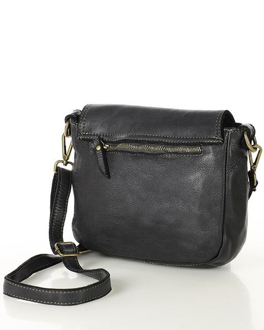 Torebka listonoszka z miękkiej skóry półksiężyc - MARCO MAZZINI czarna