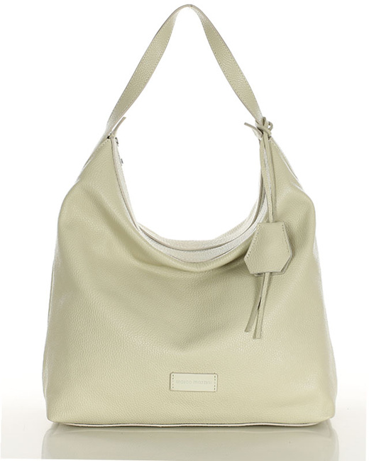 Torebka damska worek hobo bag skóra naturalna - MARCO MAZZINI beż taupe