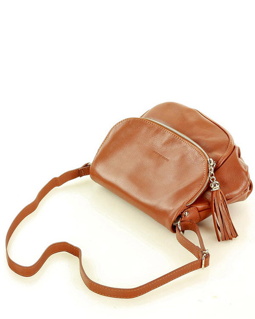 Torba listonoszka damska skórzana - MARCO MAZZINI savage brąz camel