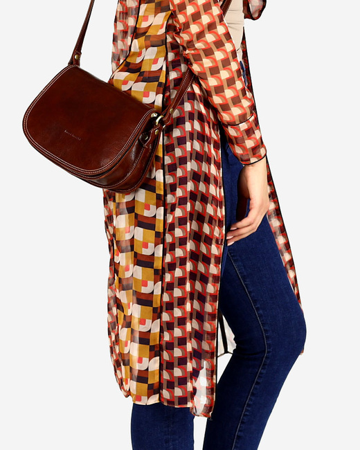 Włoska listonoszka damska skóra naturalna MARCO MAZZINI - Cremona brąz