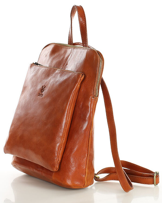 Elegancki plecak damski skórzany premium MARCO MAZZINI brązowy