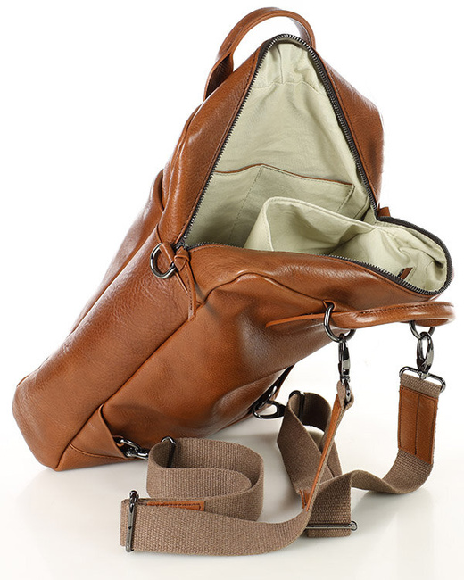 Elegancki plecak damski duży torba skórzana premium MARCO MAZZINI kamelowy