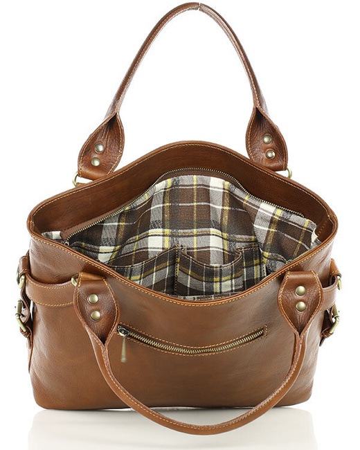 Torebka biznesowa damska kuferek skórzany premium bag - MARCO MAZZINI brązowy