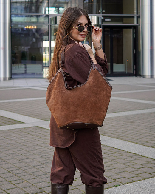 Torebka damska worek hobo bag skóra naturalna - MARCO MAZZINI czarna